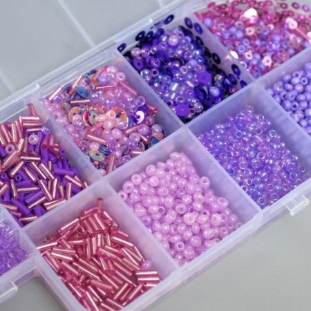 A set of beads, sequins, glass for creativity No. 2, col. violet-3