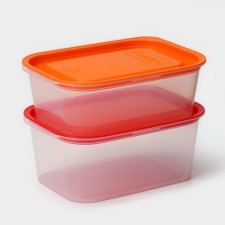 A set of food containers with a steam circuit, 2 pcs: 1.1 l, 1.25 l, color mix