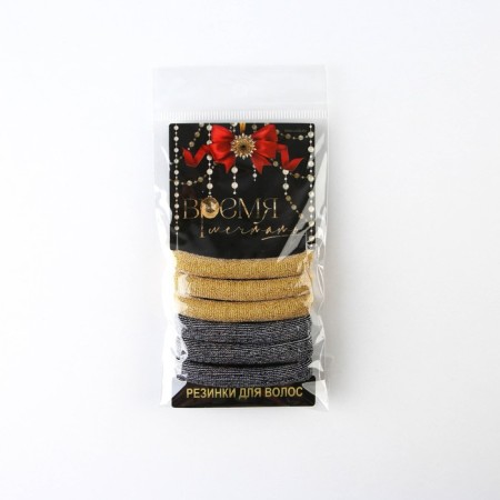 Hair elastic bands “Dreaming Time”, set 6 pcs., D = 4 cm-5