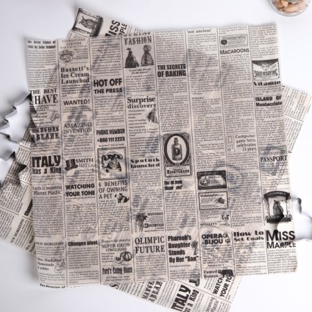Package Paper "Gazeta", beige, fat -resistant, with paraffin 39 x 39 cm-1