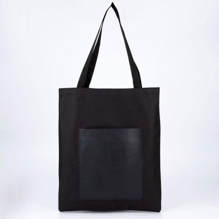 Shoper with pocket, black color, 40 x 35 cm-3