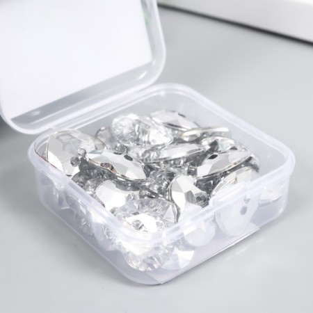 Buttons plastic 2 punctures Crystal "Heart" 1.7x1.7 cm set 25 pcs 2x5x5.5 cm-4