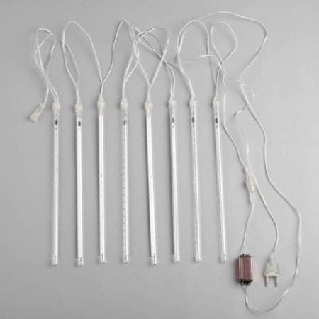 Garland "icicles" 2.5 × 0.3 m, IP65, transparent thread, 192 LED, white glow with a drain effect, 12 V effect-3