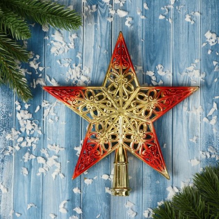 Tips "Star" pattern, 12x14 cm, red-gold