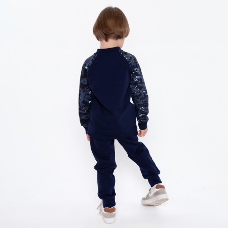 Sports suit (sweatshirt, trousers) for a boy, color blue camouflage/dark blue, height 152 cm-5
