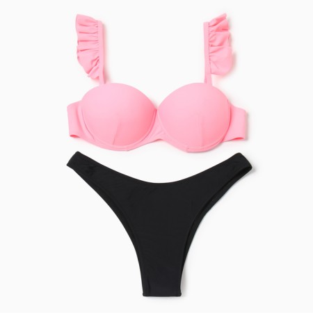 Swimsuit female separate minku color pink-black, size 42-6