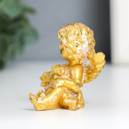 Souvenir Polystone "Angel with roses" gold mix 4x5x5.5 cm-5