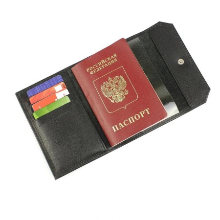 Passport cover on the button, black color-2