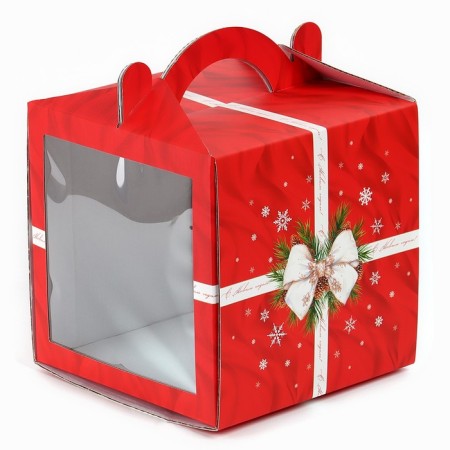 Confectionery box with a window, a chest, “Happy New Year!”, 20 x 20 x 20 cm,-2