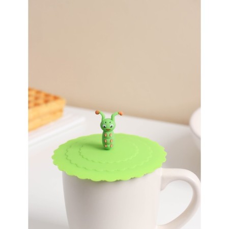 Silicone lid Silicone share "caterpillar", d = 10 cm, green color-3