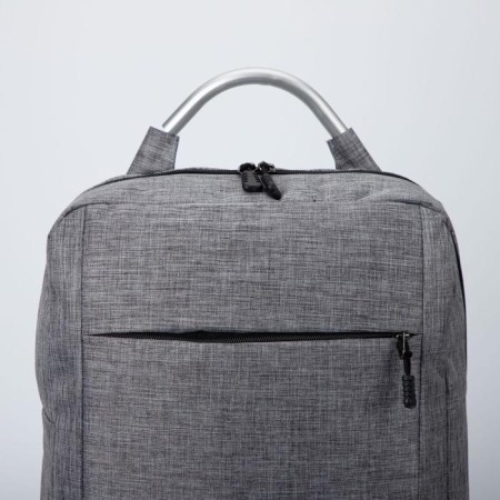 Youth backpack made of textiles, external pocket, gray color-2
