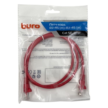 Buro UTP 4 pairs CAT5E CCA Molded 1M Red RJ-45 (M) -RJ-45 (M)-1