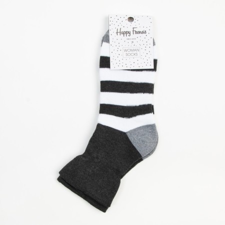 Women's terry socks "stripes", gray color, size 23-25-4