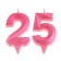 Candle in the cake jubilee "line" (set 2 in 1), number 25 /52, pink metallic, 6.5 cm