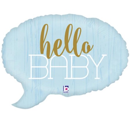 Foil ball 24 "Hello Baby, Speech Babble, Figure, Blue Color