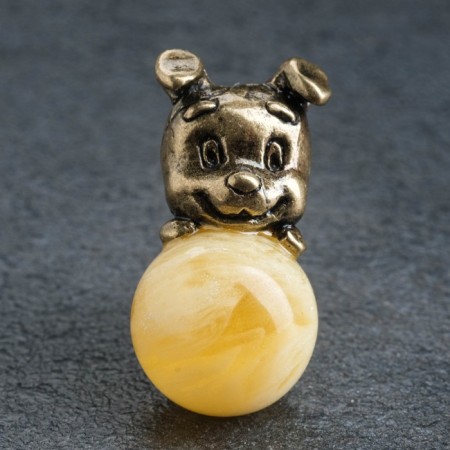 Souvenir "Dog", brass, amber resin, 2.9x1.5x2.0 cm-4