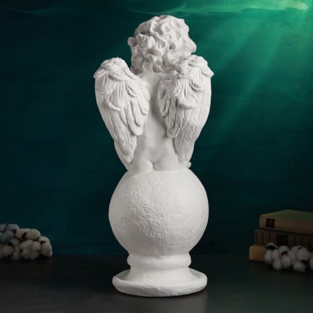 Figure "Angel on the ball" Big white 26x27x64cm-5