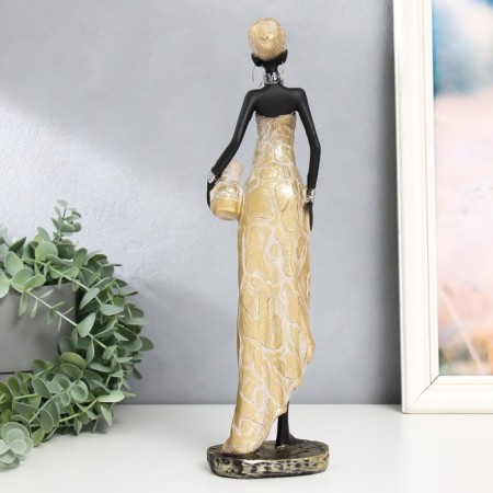 Polystone souvenir "African with a jug in a light dress with leaves" MIX 8.5x6.3x33.5 cm-3