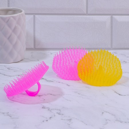 Brush - head washing massage, 7.5 × 7.5 × 3.5 cm, packing 12 pcs, color mix-6