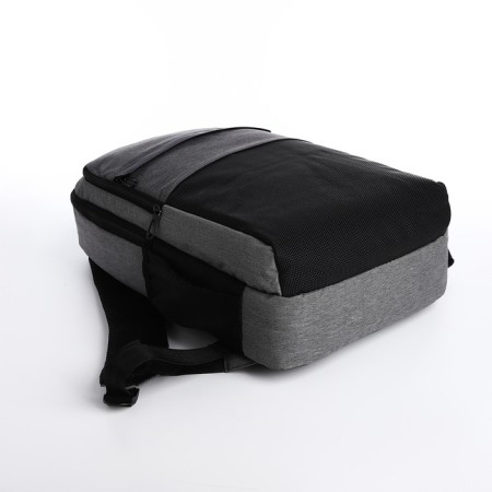 Male backpack on lightning, 3 external pockets, a USB connector, a suitcase mount, color gray color-4