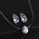 Set 2 objects: earrings, pendant “on the fishing line” Drip, white color in silver, 35cm