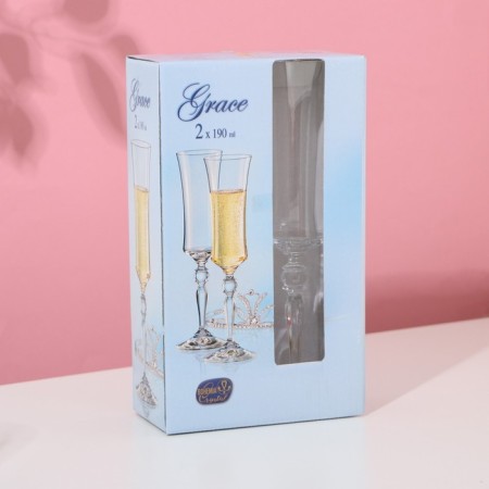 A set of glasses for champagne "Grace", 2 pcs, 190 ml, crystal glass-4