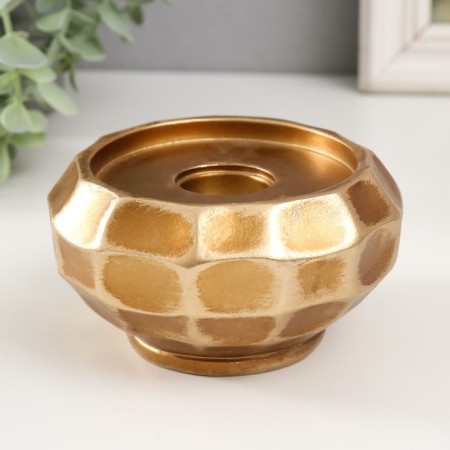 Polystone candlestick for 1 candle "PIAL" gold 11x11x6 cm-1
