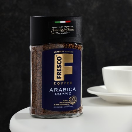 Fresco Doppio coffee is soluble, sublimated with ground, 100 g