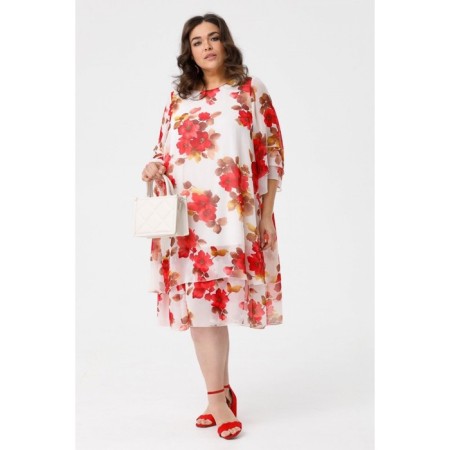 Women's dress, size 64, red color-2