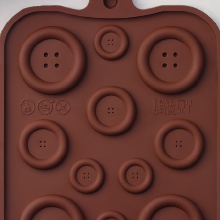 Form for jewelry of the share "buttons", silicone, 20.5 × 10 cm, 19 cells, brown color-5