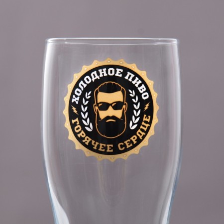 Beer glass "Cold beer, hot heart" 500 ml, neckline-2