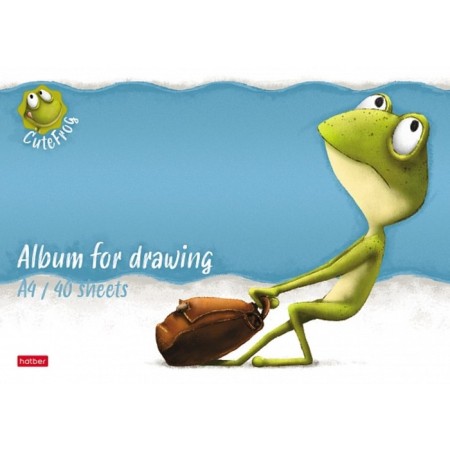 Album for drawing A4, 40 sheets, on a paper clip, "frog den", covered cardboard, matte lamination, embossing, block 100 g/m², mix-4