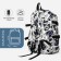 Youth backpack from textiles on lightning, 3 pockets, black/white color