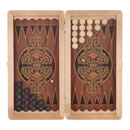 Wooden backgammon large, board game, 50 x 50 cm, crocodile, brown-3