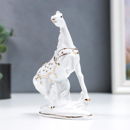 Souvenir Ceramics "White Horse with golden ammunition" 15 cm-1