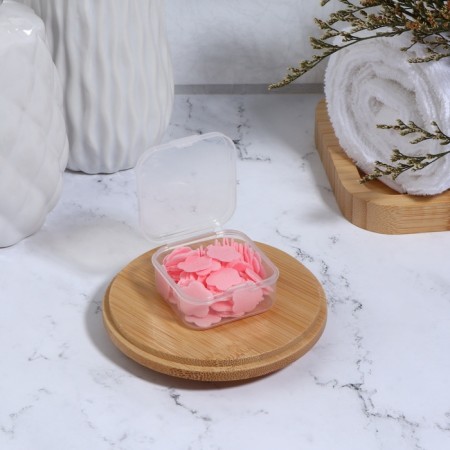 Leaf soap in the layer case 4.5*4.5*2cm (rose) pink bag from-4