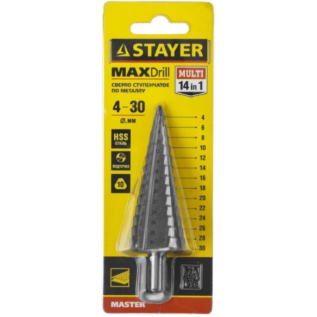 Stayer 2960-4-30-14, 4-30 mm, 100 mm, 14 steps, trihedral shank 48168-1