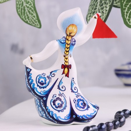 Doll souvenir, gzhel, 11 cm, ceramics-2