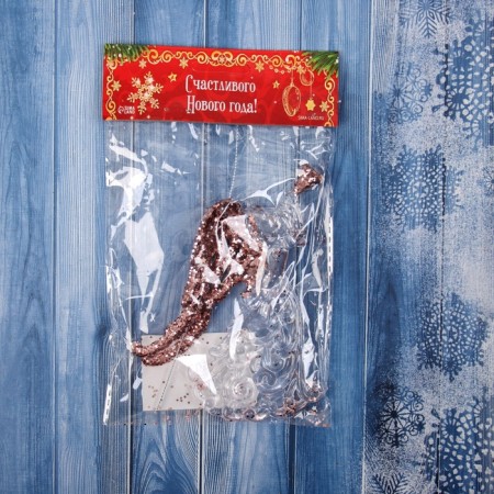 Christmas tree decoration "Angel with a pipe shine" 13.5x8.5 cm, transparent pink-2