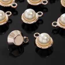 Pearl-suspension “Pearl” ball 2.1 × 1.6 × 1.5 cm, (set10 pcs.), White color in gold