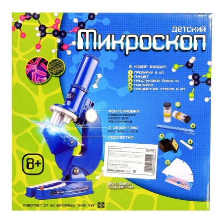 Children's microscope: 3 lenses, focus, backlight-4