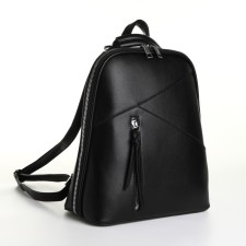 City backpack of artificial leather with lightning, black color