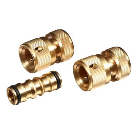 Set for a quick -sitting connection of hoses, 1/2 "(12 mm), 3 subjects (brass): Connector, Connector with Aquastop, adapter, Greengo-5