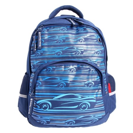 School backpack Bruno VisConti, 40 x 30 x 19 cm, ergonomic back, “sports car”, pencil case as a gift-2