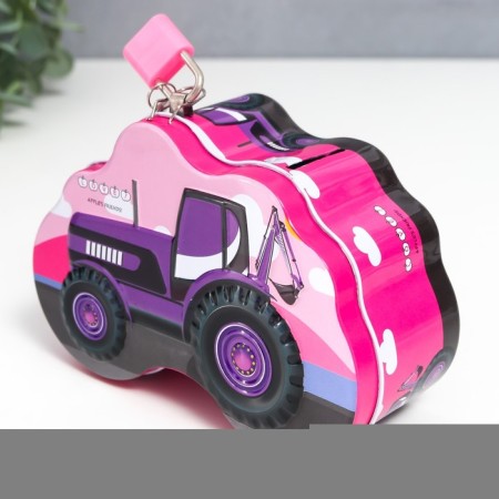 Piggy bank Metal "Tractor" with a lock and keys mix 6x14x9 cm-4