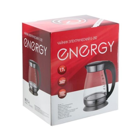 Electric kettle Energy E-282, glass, 1.7 l, 2200 watts, silver-6