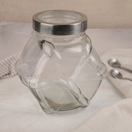 Glass Bank for bulk products "Whirlwind", 1.75 l, 16 × 11 × 17 cm