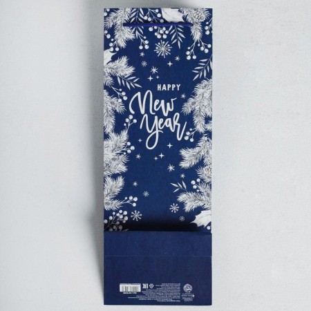 Package for a Kraft bottle "Happy New Year!", 13 x 36 x 10 cm, New Year-4