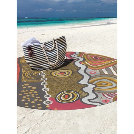 Pareo and beach rug "African abstraction", d = 150 cm-1