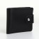 Men's purse on the button, Textura, cards, coins, black color